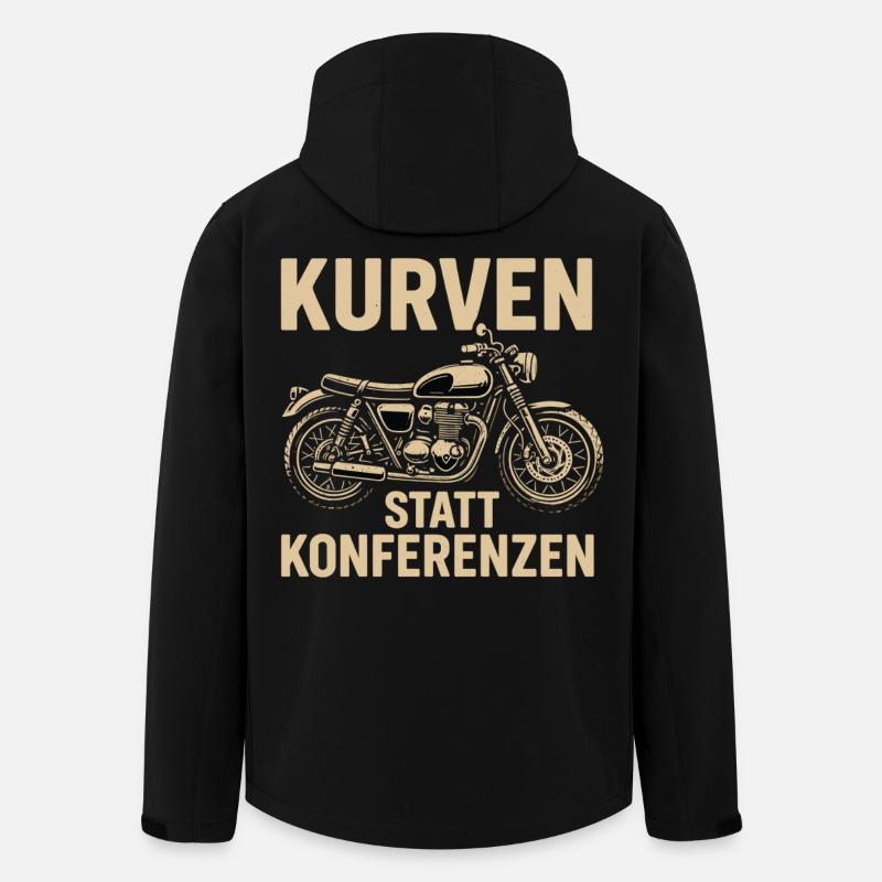 Kurven statt Konferenzen, biker geschenk - Recycelte Männer Softshell-Jacke von Stanley/Stella - Schwarz