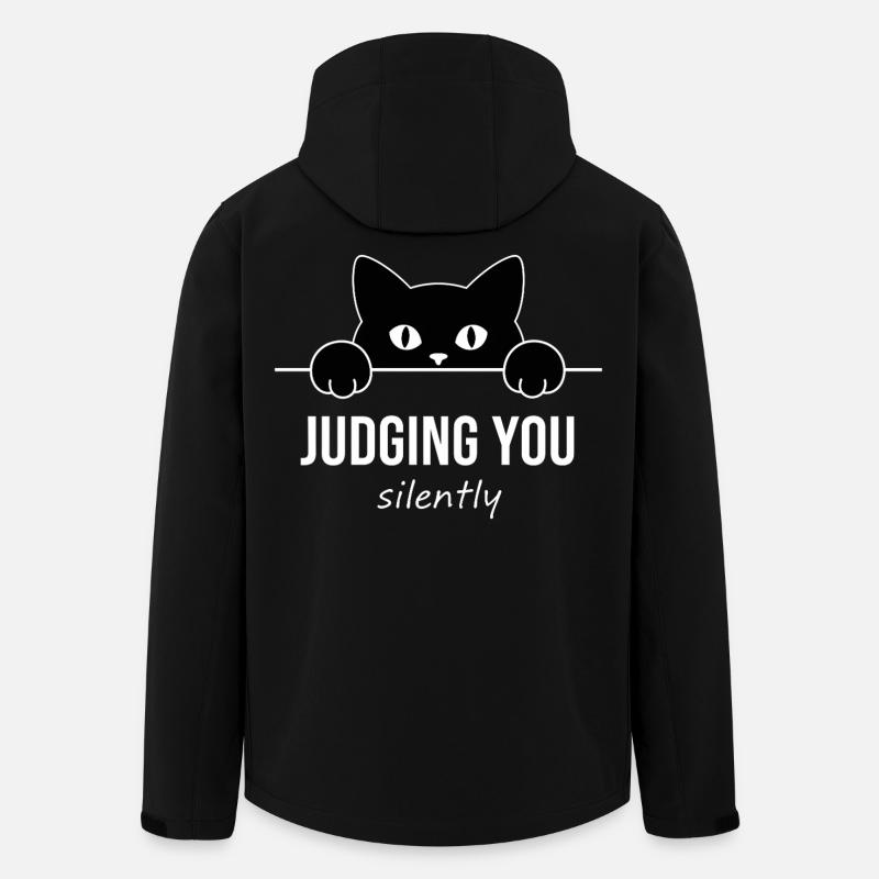 Te juger silencieusement - Chat drôle - Veste softshell homme en polyester recyclé Stanley/Stella - noir