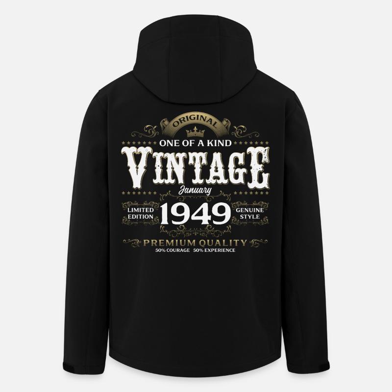 77e anniversaire Millésime janvier 1949 - Veste softshell homme en polyester recyclé Stanley/Stella - noir