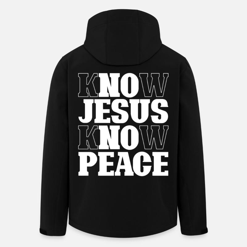Lettrage Know Jesus Know Peace - Veste softshell homme en polyester recyclé Stanley/Stella - noir