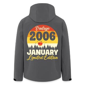 Vintage January 2006 Anniversary 2006 Retro - Men’s Recycled Softshell Jacket by Stanley/Stella - black - Back - AI Model Male 185 light (185cm)