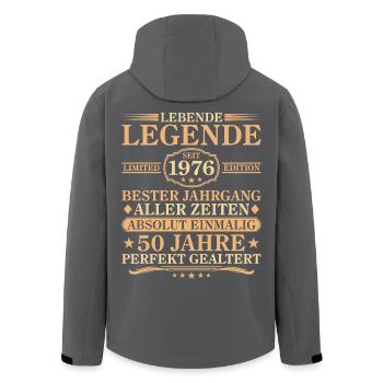 Anniversaire né en 1976 50 ans - Veste softshell homme en polyester recyclé Stanley/Stella - noir - Dos - AI Model Male 185 light (185cm)