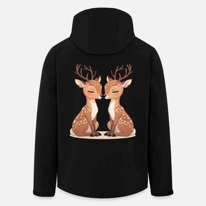 Cuddly Deer Duo Kissing Motif - Men’s Recycled Softshell Jacket by Stanley/Stella - black