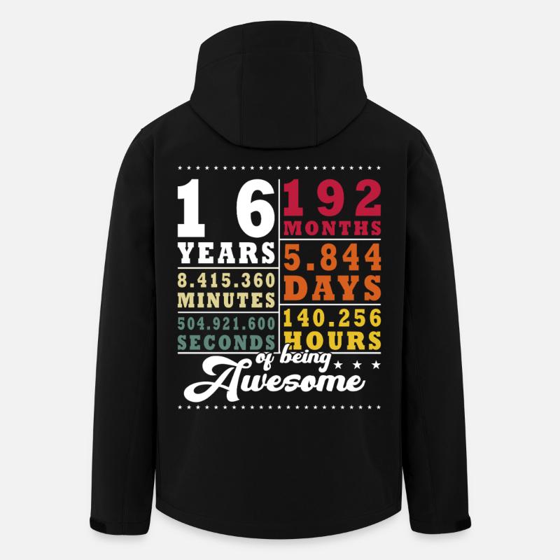 16th Birthday 16 Years 192 Months Retro Gift - Men’s Recycled Softshell Jacket by Stanley/Stella - black