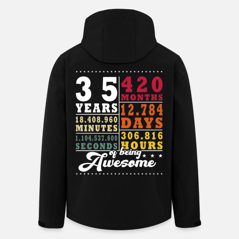 35 ans, trente-cinquième anniversaire - Veste softshell homme en polyester recyclé Stanley/Stella - noir