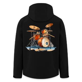 Batterie en aquarelle Instruments de musique - Veste softshell homme en polyester recyclé Stanley/Stella - noir - Dos - AI Model Male 185 light (185cm)