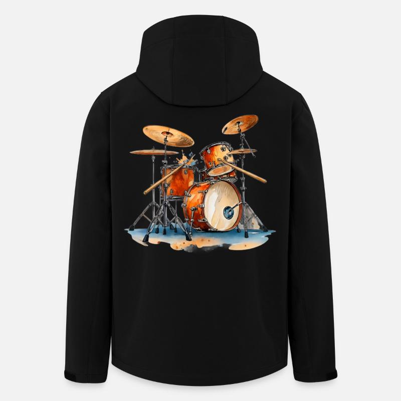 Schlagzeug Set in Wasserfarben Musik Instrumente - Recycelte Männer Softshell-Jacke von Stanley/Stella - Schwarz