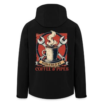 Poseurs de tuyaux alimentés par du café et des tuyaux - Veste softshell homme en polyester recyclé Stanley/Stella - noir - Dos - AI Model Male 185 light (185cm)