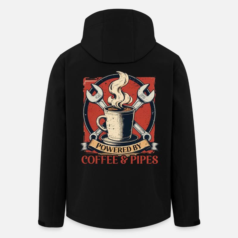 Rohrleger Powered By Coffee & Pipes - Recycelte Männer Softshell-Jacke von Stanley/Stella - Schwarz