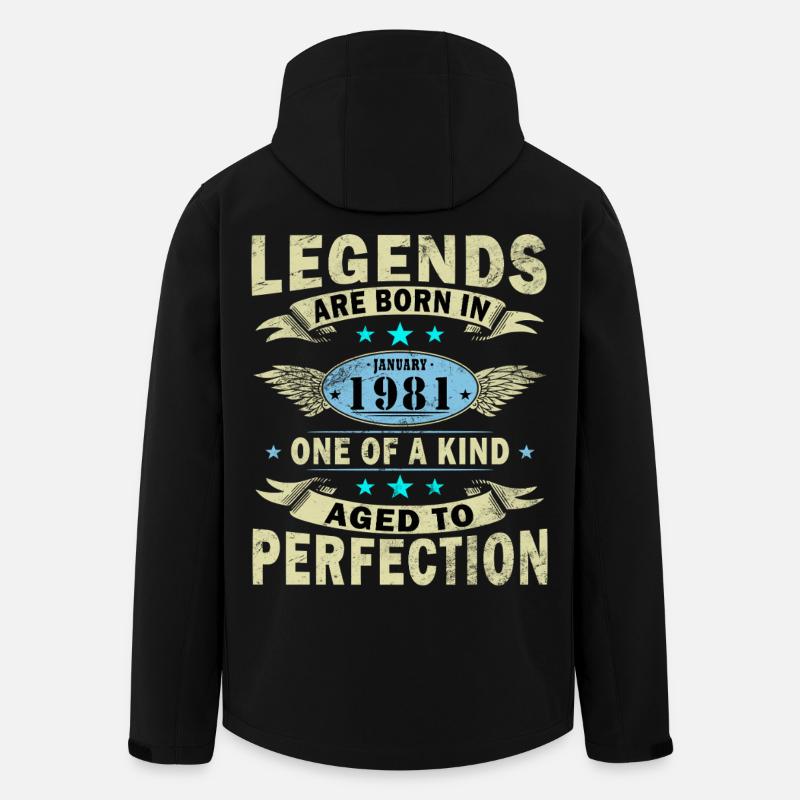 Janvier 1981 anniversaire janvier 1981 Janvier - Veste softshell homme en polyester recyclé Stanley/Stella - noir