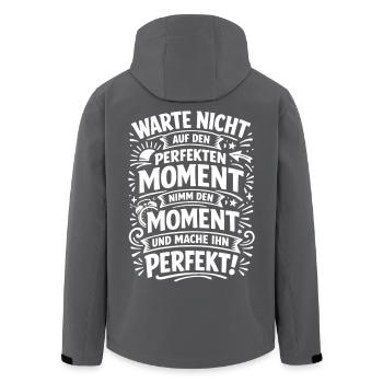 Don't wait – seize the moment - Men’s Recycled Softshell Jacket by Stanley/Stella - anthracite - Back - AI Model Male 185 light (185cm)
