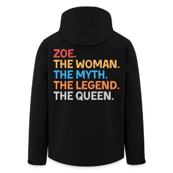 Zoe The Woman The Myth The Legend The Queen - Men’s Recycled Softshell Jacket by Stanley/Stella - black - Back - AI Model Male 185 light (185cm)