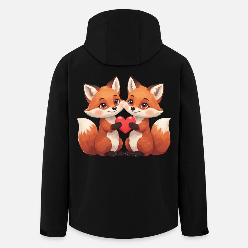 Fuchspaar mit Herz - Recycelte Männer Softshell-Jacke von Stanley/Stella - Schwarz