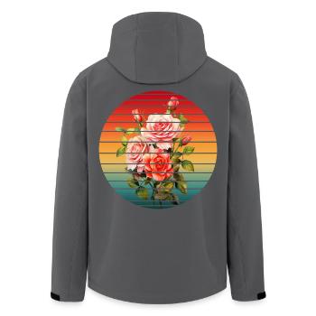 FLEUR DE PRINTEMPS VINTAGE - Veste softshell homme en polyester recyclé Stanley/Stella - noir - Dos - AI Model Male 185 light (185cm)