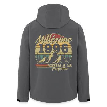 Vintage 1996 - Men’s Recycled Softshell Jacket by Stanley/Stella - black - Back - AI Model Male 185 light (185cm)