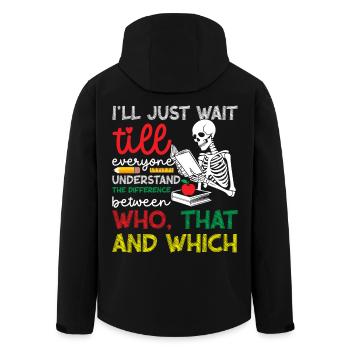 Professeur d’anglais en arts du langage le premier jour d’école - Veste softshell homme en polyester recyclé Stanley/Stella - noir - Dos - AI Model Male 185 light (185cm)