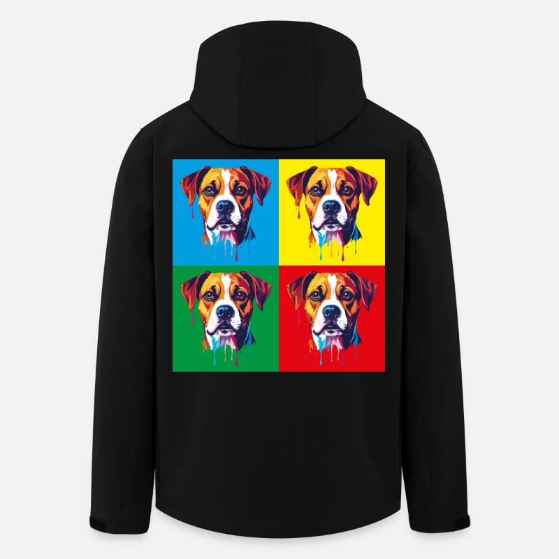 Pop-Art Hund Vierfarbig - Recycelte Männer Softshell-Jacke von Stanley/Stella - Schwarz