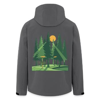 Disc Golf Forêt Coucher de soleil Scène du panier volant à disque - Veste softshell homme en polyester recyclé Stanley/Stella - noir - Dos - AI Model Male 185 light (185cm)
