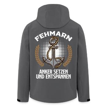 FEHMARN ANKER SETZEN UND ENTSPANNEN Lustiges - Recycelte Männer Softshell-Jacke von Stanley/Stella - Schwarz - Hinten - AI Model Male 185 light (185cm)