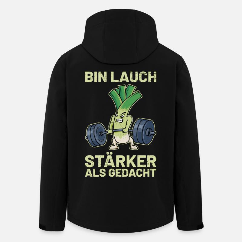 Weightlifter BIN LEEK STRONGER THAN EXPECTED Funny - Men’s Recycled Softshell Jacket by Stanley/Stella - black