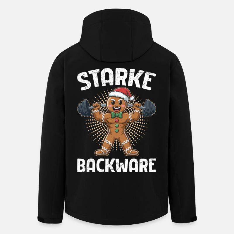 Gingerbread Man STARKE BACKWARE Funny - Men’s Recycled Softshell Jacket by Stanley/Stella - black