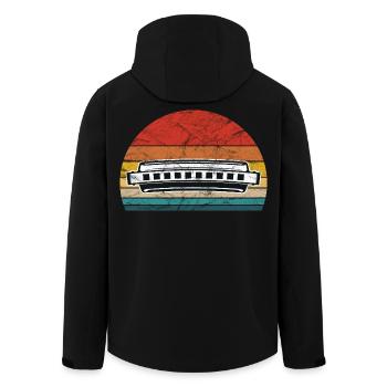 Harmonica Rétro Vintage - Veste softshell homme en polyester recyclé Stanley/Stella - noir - Dos - AI Model Male 185 light (185cm)