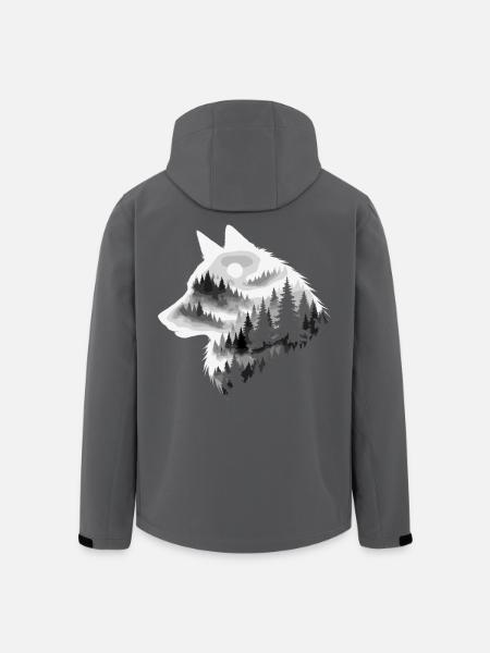 Ulv, Skov, Natur, Vildmark, Udendørs, Dyr - Stanley/Stella herre softshelljakke i genanvendt polyester - sort