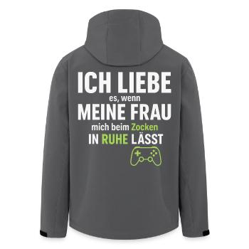 J’aime ma femme – quand elle me laisse jouer - Veste softshell homme en polyester recyclé Stanley/Stella - noir - Dos - AI Model Male 185 light (185cm)