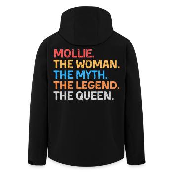 Mollie The Woman The Myth The Legend The Queen - Men’s Recycled Softshell Jacket by Stanley/Stella - black - Back - AI Model Male 185 light (185cm)