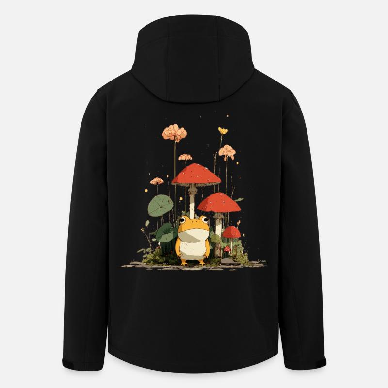 Frosch vor roten Pilzen im Wald - Recycelte Männer Softshell-Jacke von Stanley/Stella - Schwarz