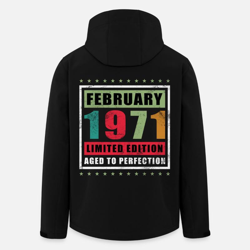 Février 1971 anniversaire Février 1971 Février - Veste softshell homme en polyester recyclé Stanley/Stella - noir