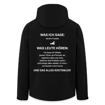 Was ich sage: Ich bin Tischler – Fun Shirt - Recycelte Männer Softshell-Jacke von Stanley/Stella - Schwarz - Hinten - AI Model Male 185 light (185cm)