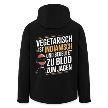 Vegetarisch ist Indianisch BBQ Grill Spruch - Recycelte Männer Softshell-Jacke von Stanley/Stella - Schwarz - Hinten - AI Model Male 185 light (185cm)