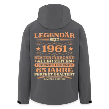 1961 vintage 65 years perfectly aged - Men’s Recycled Softshell Jacket by Stanley/Stella - black - Back - AI Model Male 185 light (185cm)