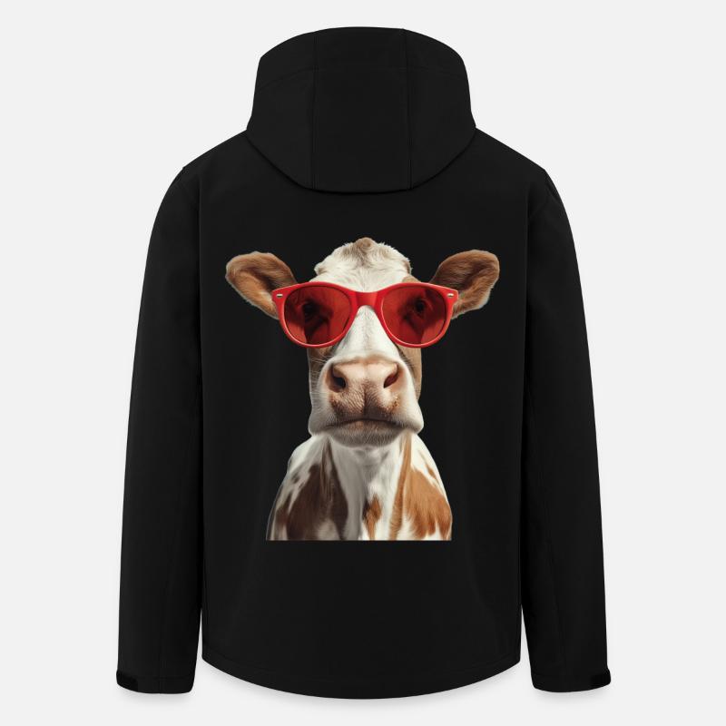Kuh mit Sonnenbrille - Recycelte Männer Softshell-Jacke von Stanley/Stella - Schwarz