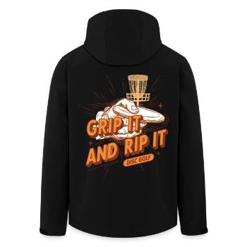 Grip It And Rip It Disc Golf Funny Disc Golf - Men’s Recycled Softshell Jacket by Stanley/Stella - black - Back - AI Model Male 185 light (185cm)