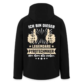Pyrotechniker Sprüche - Recycelte Männer Softshell-Jacke von Stanley/Stella - Schwarz - Hinten - AI Model Male 185 light (185cm)