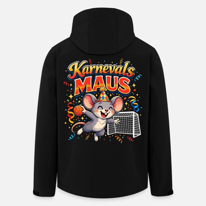 Karnevalsmaus Handball Geschenk Lustig Fasching - Recycelte Männer Softshell-Jacke von Stanley/Stella - Schwarz
