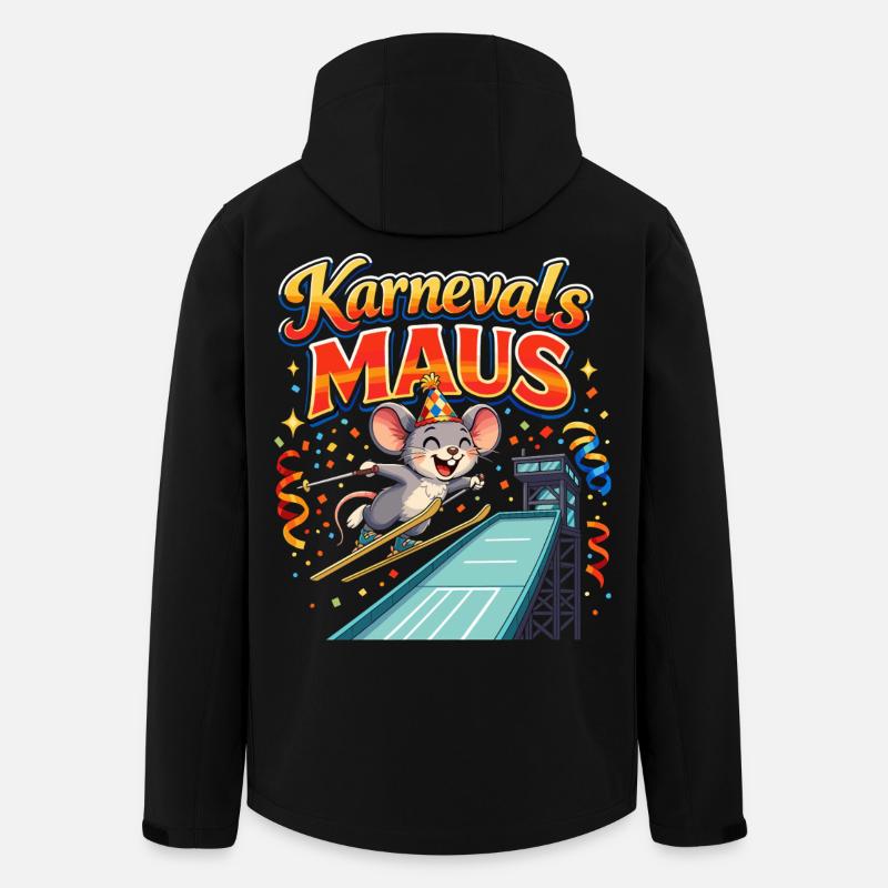 Karnevalsmaus Skispringen lustig  - Recycelte Männer Softshell-Jacke von Stanley/Stella - Schwarz