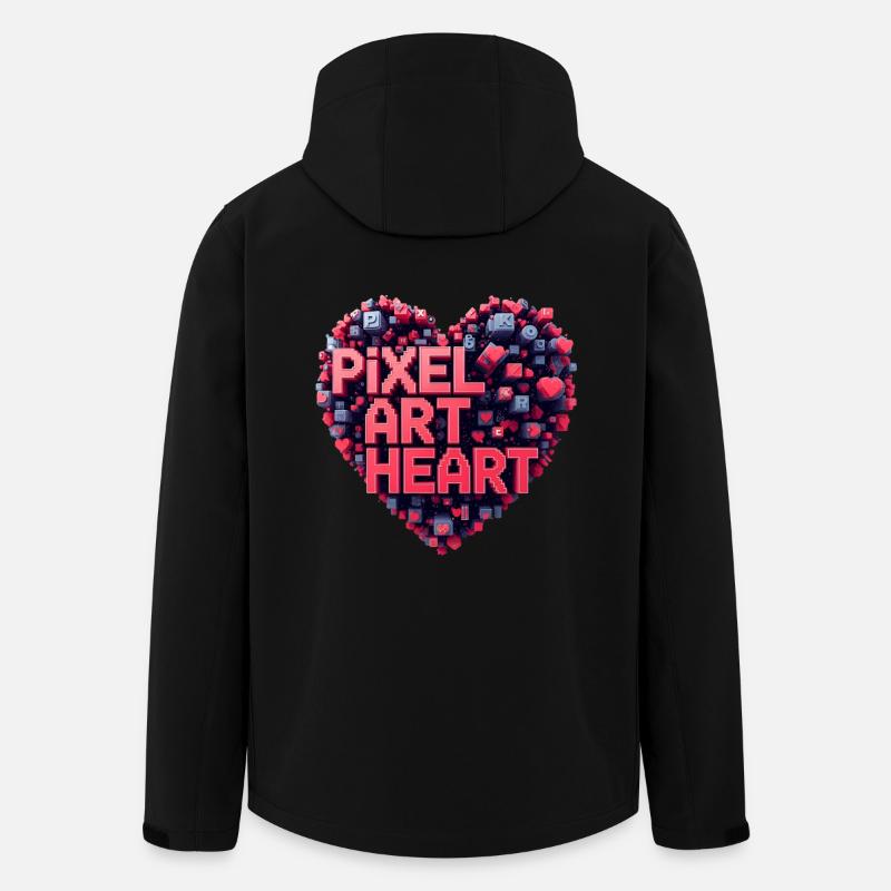 Pixel Art Heart Collage - Men’s Recycled Softshell Jacket by Stanley/Stella - black