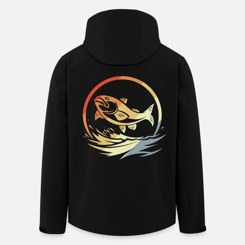 Pêche de style rétro - Veste softshell homme en polyester recyclé Stanley/Stella - noir