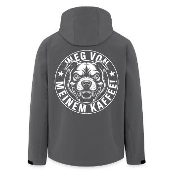 Chemise café drôle avec chien en colère - Veste softshell homme en polyester recyclé Stanley/Stella - charbon - Dos - AI Model Male 185 light (185cm)