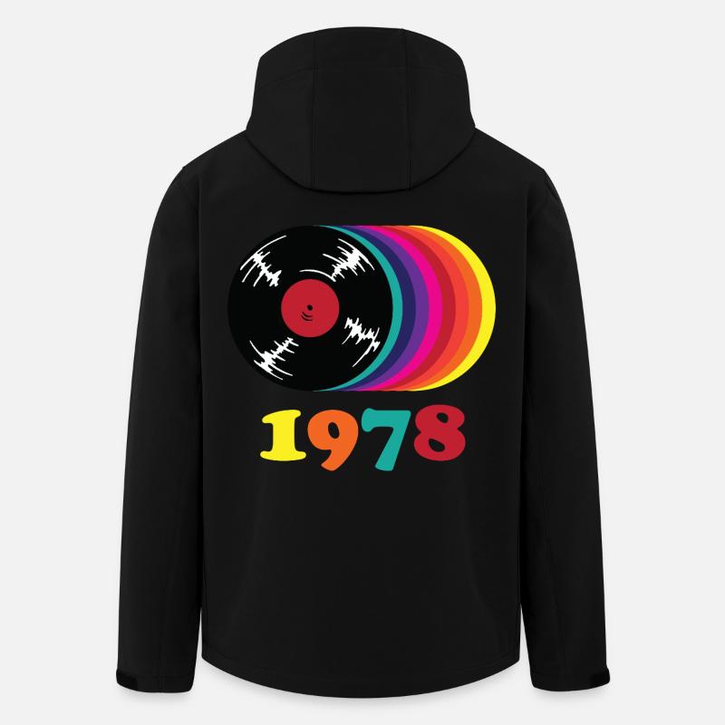 Retro Vinyl Regenbogen 1978 - Recycelte Männer Softshell-Jacke von Stanley/Stella - Schwarz