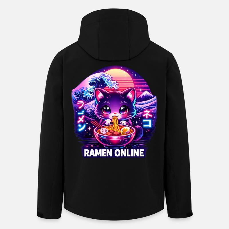 Ramen Neon Cat Kawaii Japan - Men’s Recycled Softshell Jacket by Stanley/Stella - black