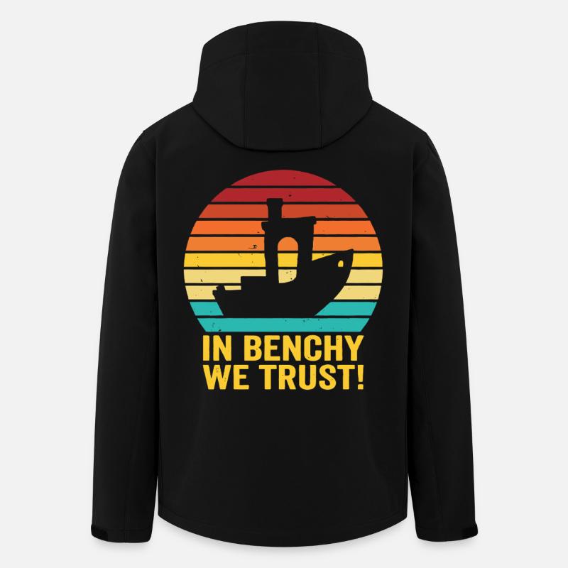 In Benchy We Trust – Retro 3D Printing Design - Men’s Recycled Softshell Jacket by Stanley/Stella - black