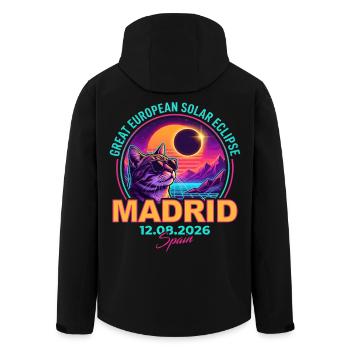 Solar Cat Madrid Eclipse 2026 - Men’s Recycled Softshell Jacket by Stanley/Stella - black - Back - AI Model Male 185 light (185cm)