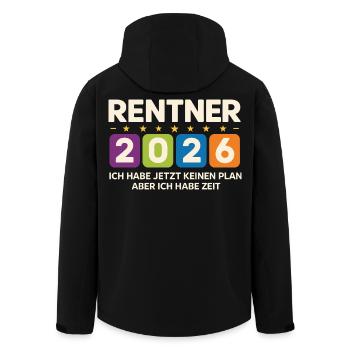 Retraités 2026 : Pas de plan, mais du temps - Veste softshell homme en polyester recyclé Stanley/Stella - noir - Dos - AI Model Male 185 light (185cm)