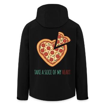 Take a Slice of my Heart – Pizza Herz Design - Men’s Recycled Softshell Jacket by Stanley/Stella - black - Back - AI Model Male 185 light (185cm)