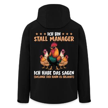 Gestionnaire d’écurie - Drôle de dicton du poulet pour hommes - Veste softshell homme en polyester recyclé Stanley/Stella - noir - Dos - AI Model Male 185 light (185cm)