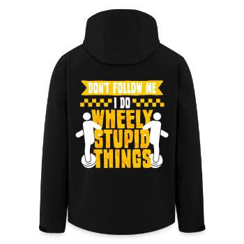 Monowheel Monocyclist Wheely Stupid Things - Men’s Recycled Softshell Jacket by Stanley/Stella - black - Back - AI Model Male 185 light (185cm)